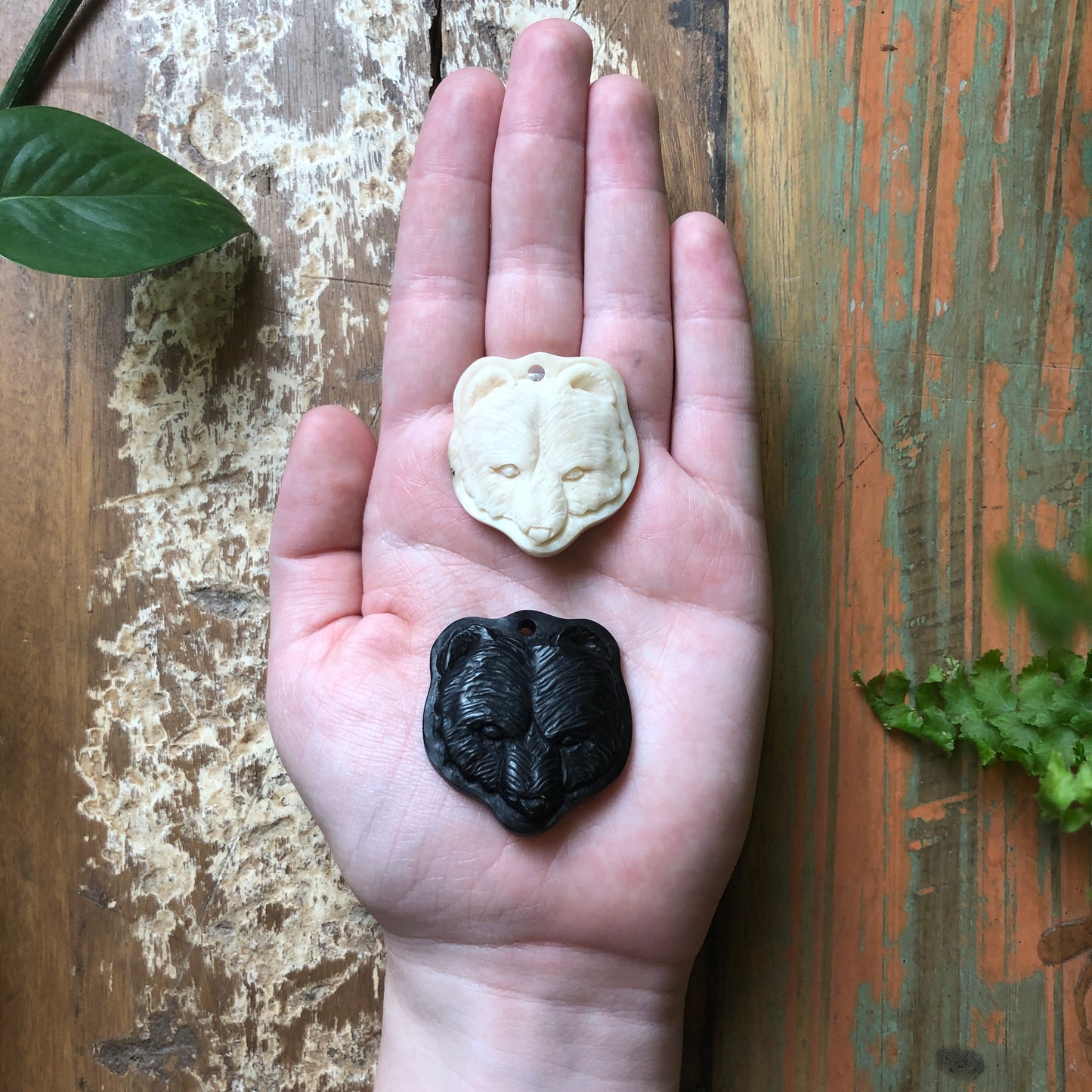 Bone/Horn Carvings, Bear Face - Shakti