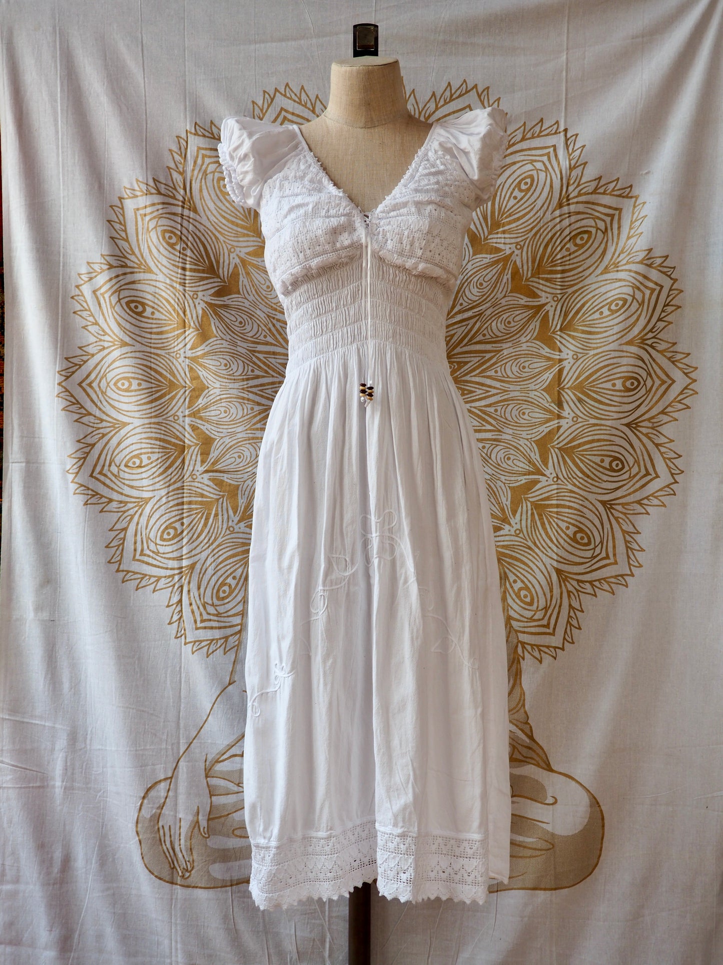 Peruvian Folk Dress, Lace-Up Maxi