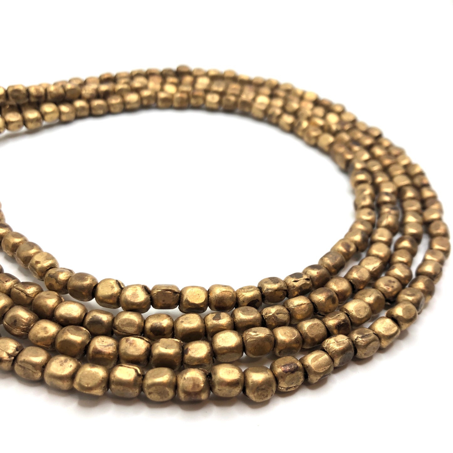Brass Spacer Bead - Rounded Cube