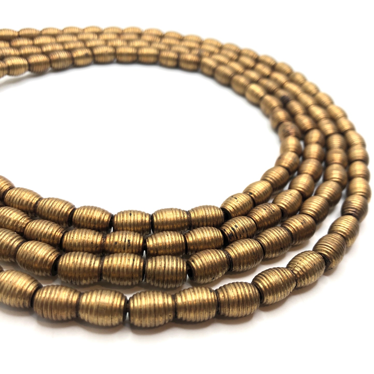 Brass Spacer Bead - Striped Barrel