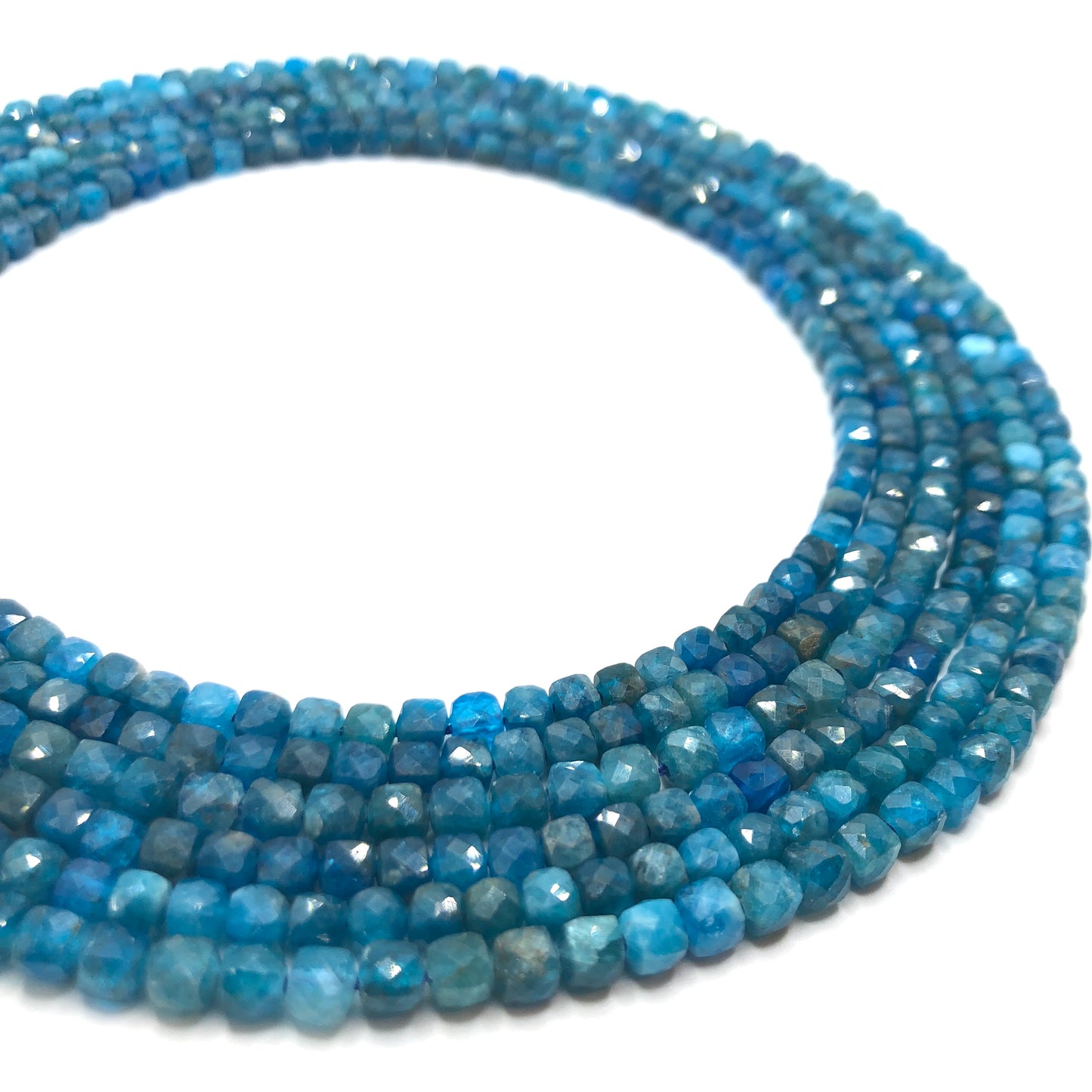 Apatite Faceted Cubic Beads