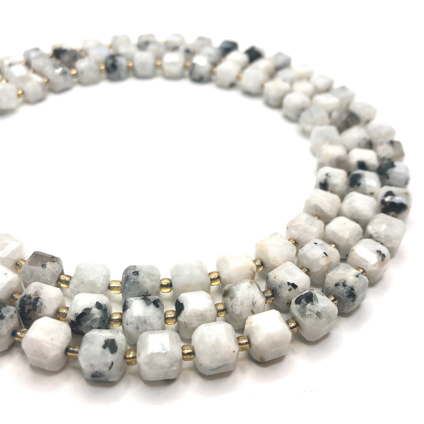 Rainbow Moonstone Faceted Cubic Beads