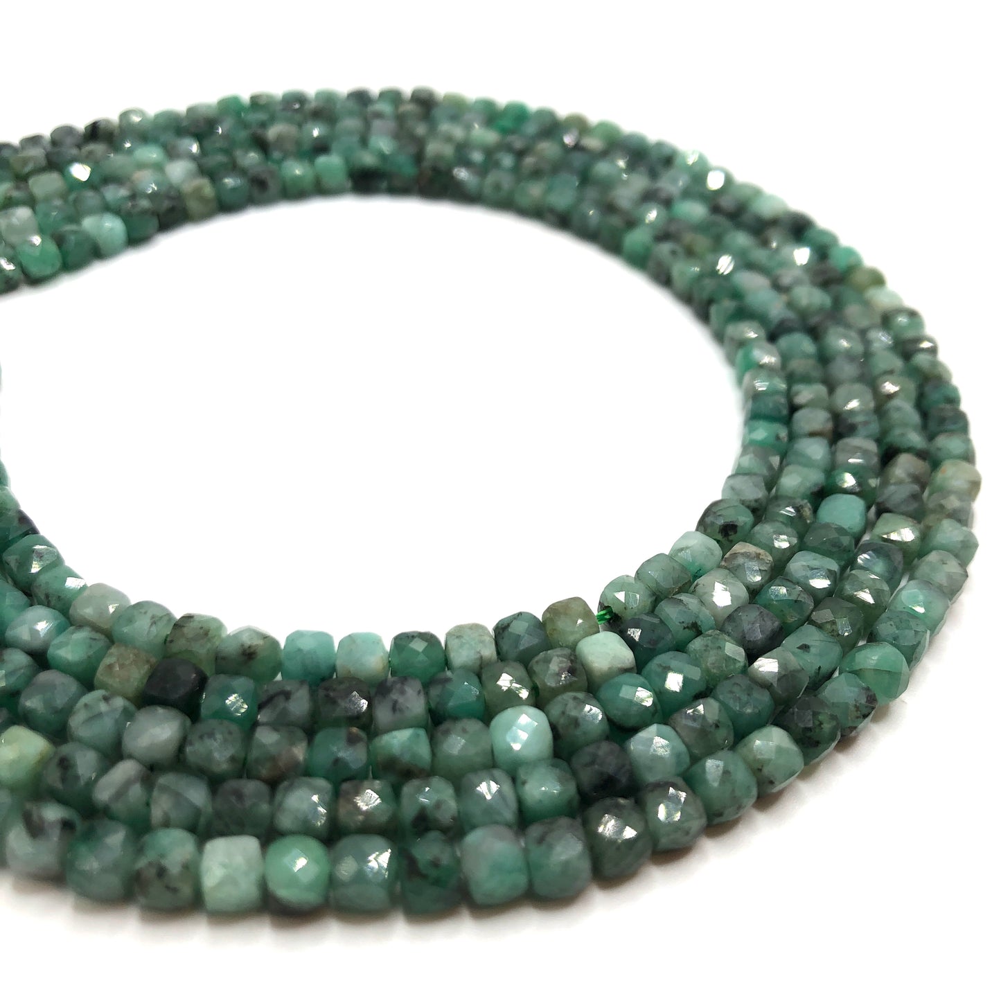 Emerald Faceted Cubic Beads