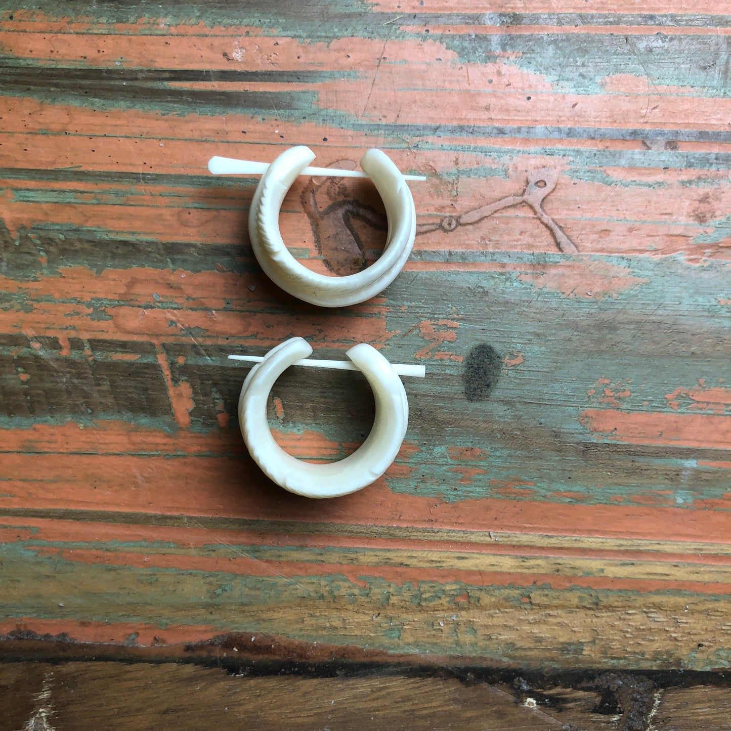 Bone Carvings, Feather Earrings - Shakti