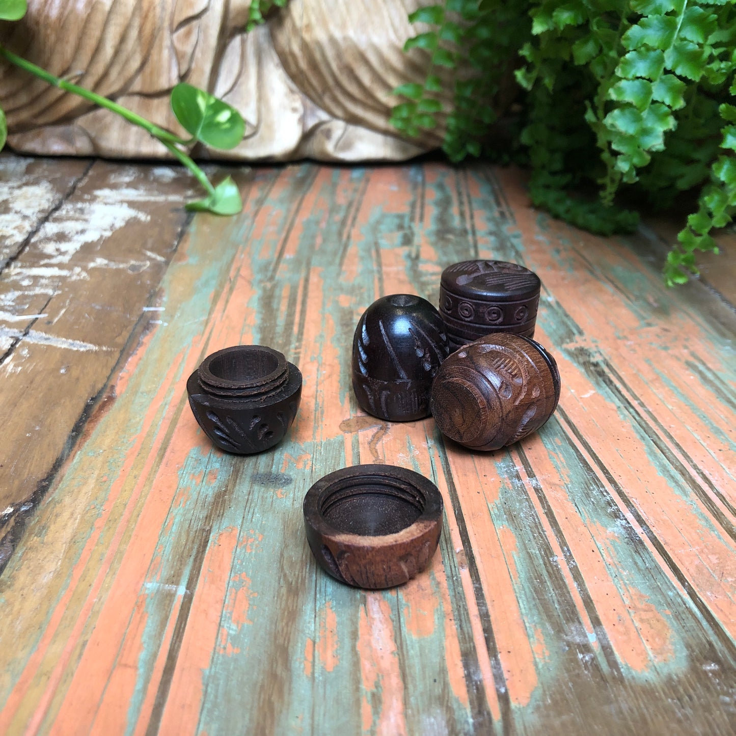 Wood Sindoor Box (Carved 1") - Shakti