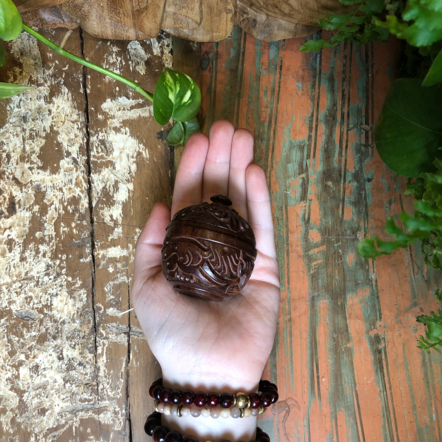 Wooden SIndoor Box (Carved 2") - Shakti