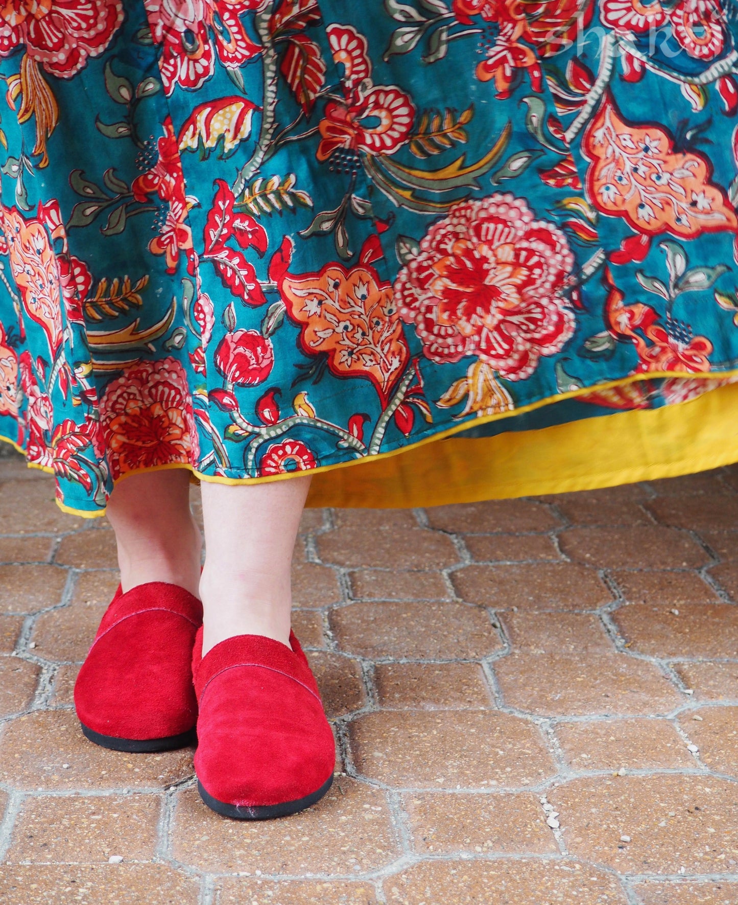Suede Espadrille Flat Shoes, Cherry Reds - Shakti