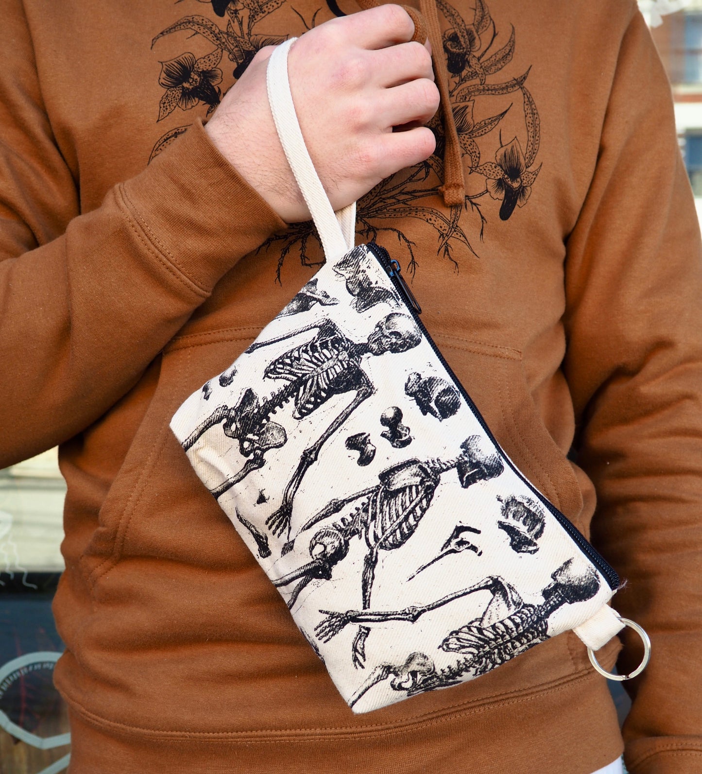 Canvas Silkscreen Key Zipper Bag - Shakti