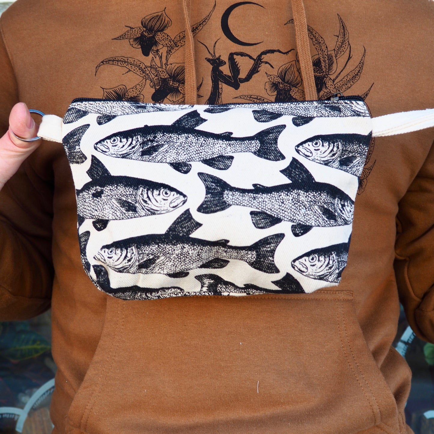 Canvas Silkscreen Key Zipper Bag - Shakti