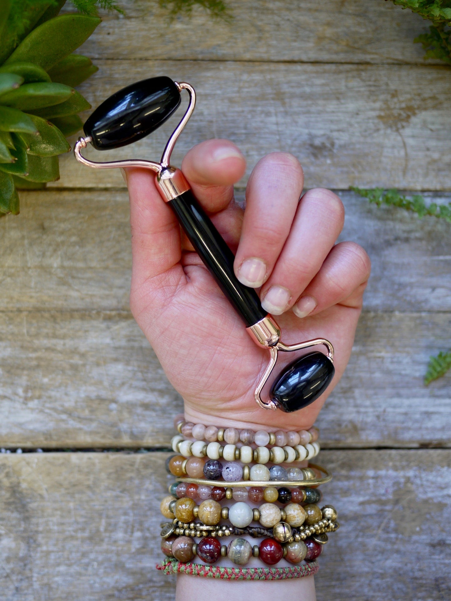 Crystal Face Roller - Black Onyx - Shakti