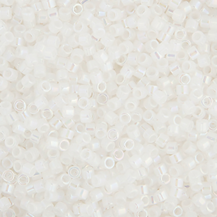 Miyuki Delica Seed Bead, 11/0 (White Opal AB)