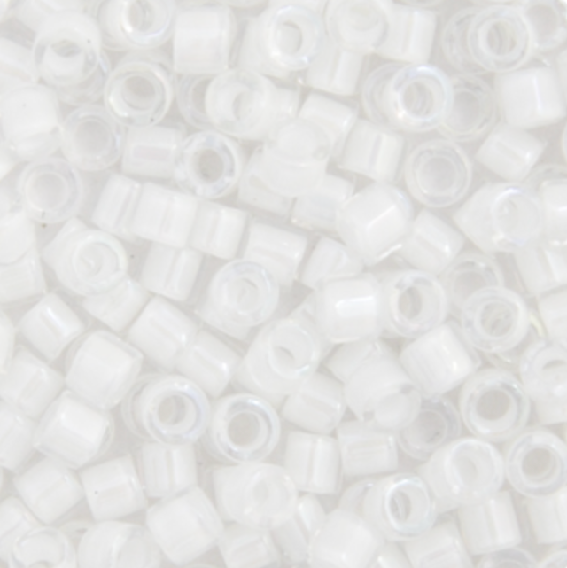 Miyuki Delica Seed Bead, 11/0 (White AB Lined-Dyed)