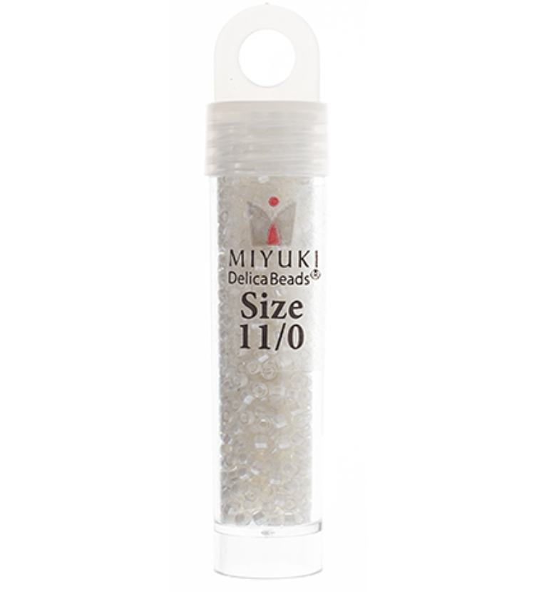 Miyuki Delica Seed Bead, 11/0 (White AB Lined-Dyed)