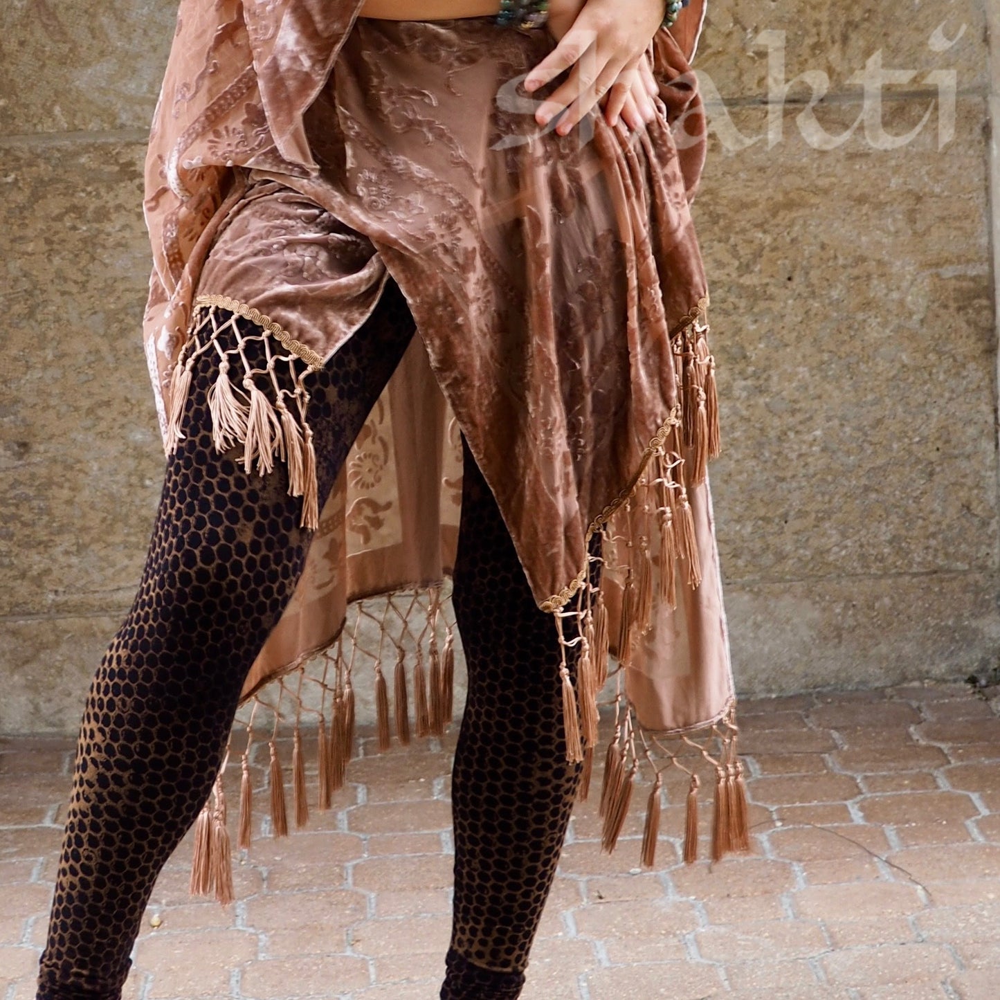 Burnout Velvet Kimono - Nude - Shakti