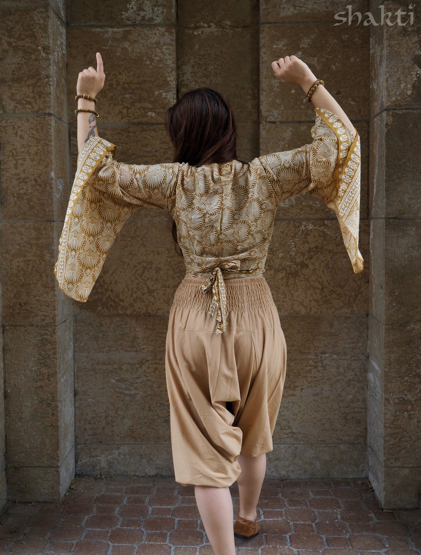 Block-Print Cotton Wrap-Top - Shakti