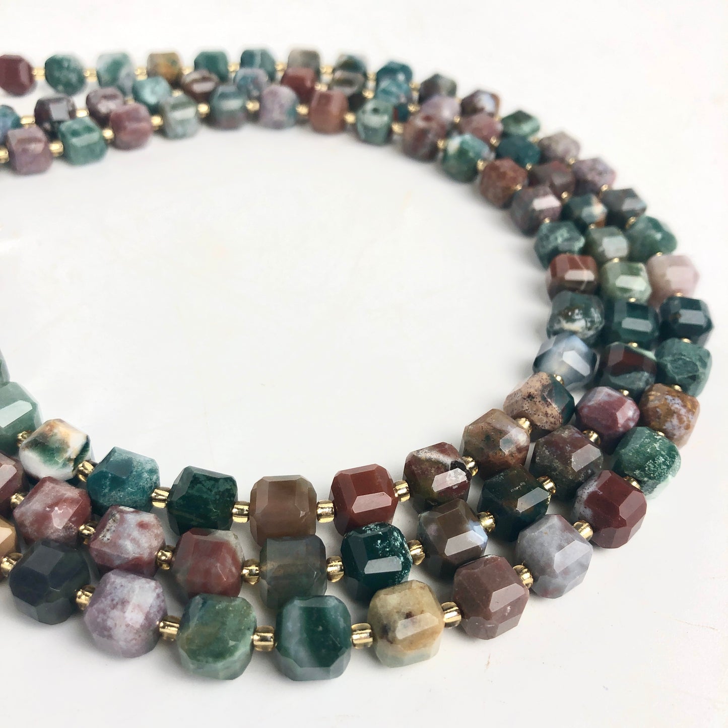 Fancy Jasper Faceted Cubic Beads, 8mm - Shakti