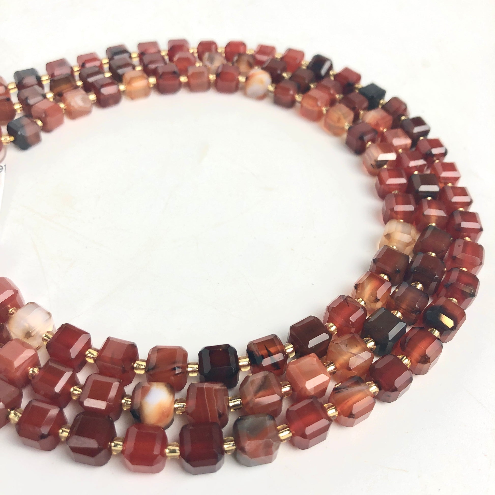 Red Agate Faceted Cubic Beads, 8mm - Shakti