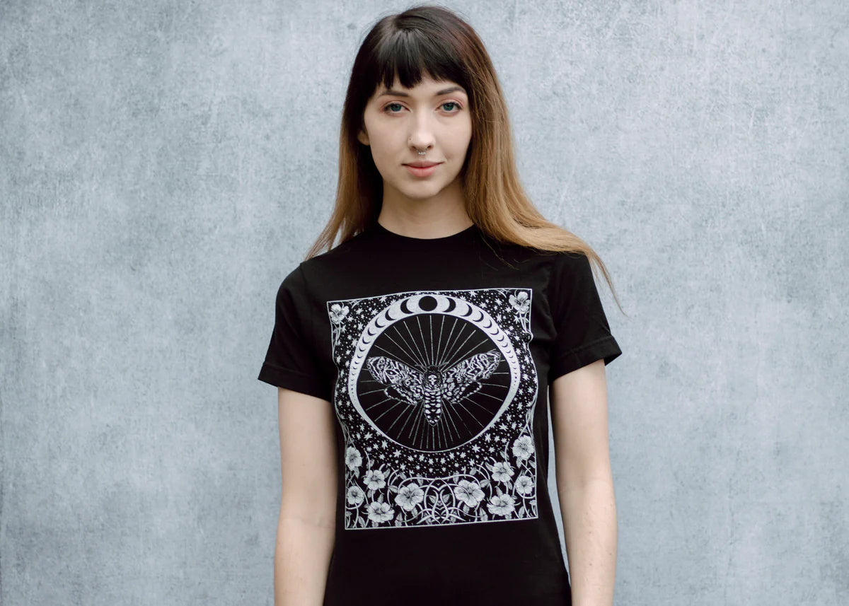 Death's Head Moth and Moon T-Shirt - Shakti