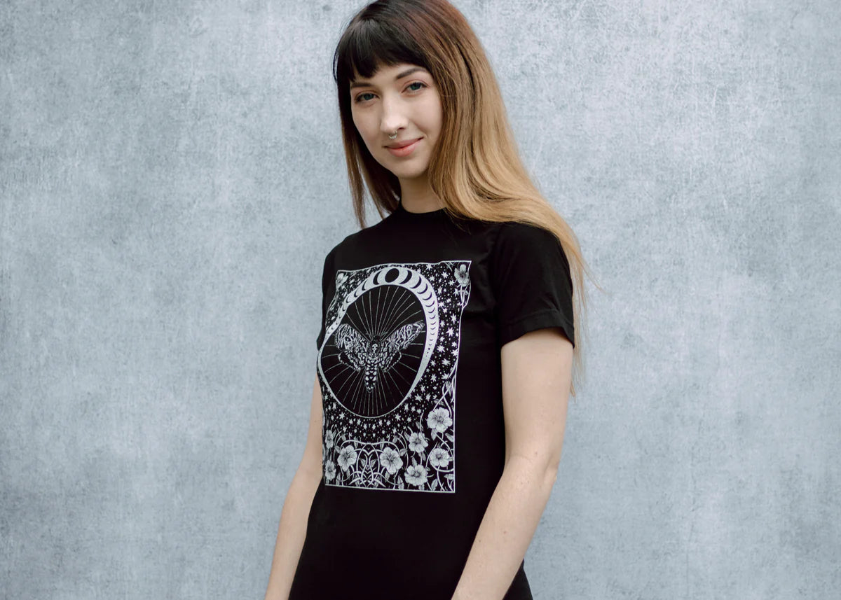 Death's Head Moth and Moon T-Shirt - Shakti