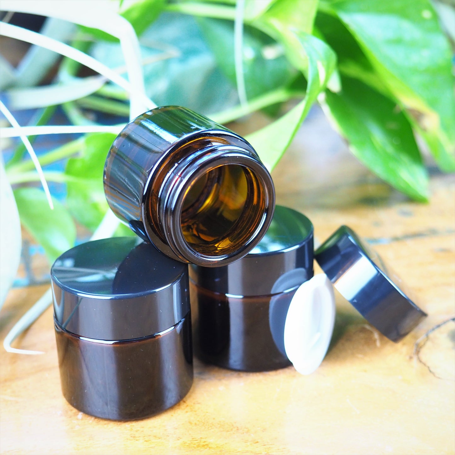 Amber Glass Salve Jars (5 sizes) - Shakti