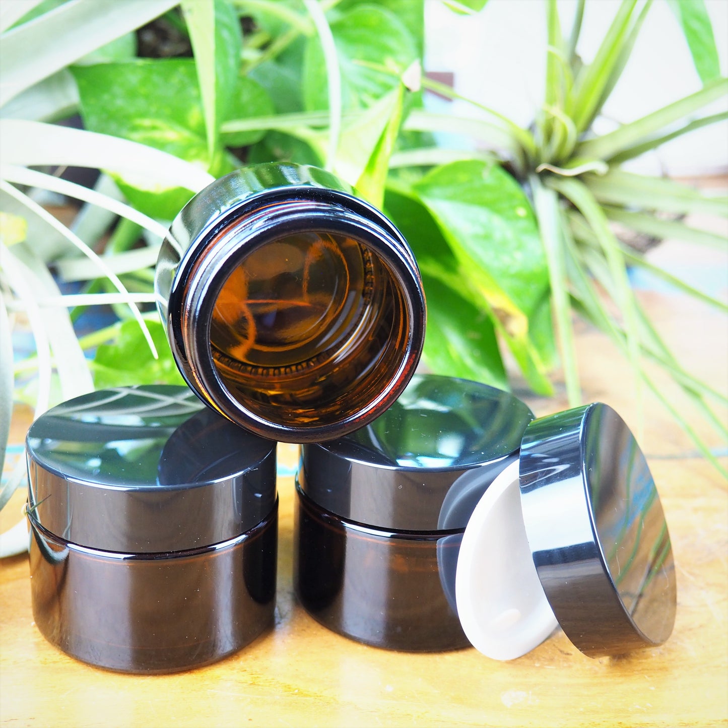Amber Glass Salve Jars (5 sizes) - Shakti