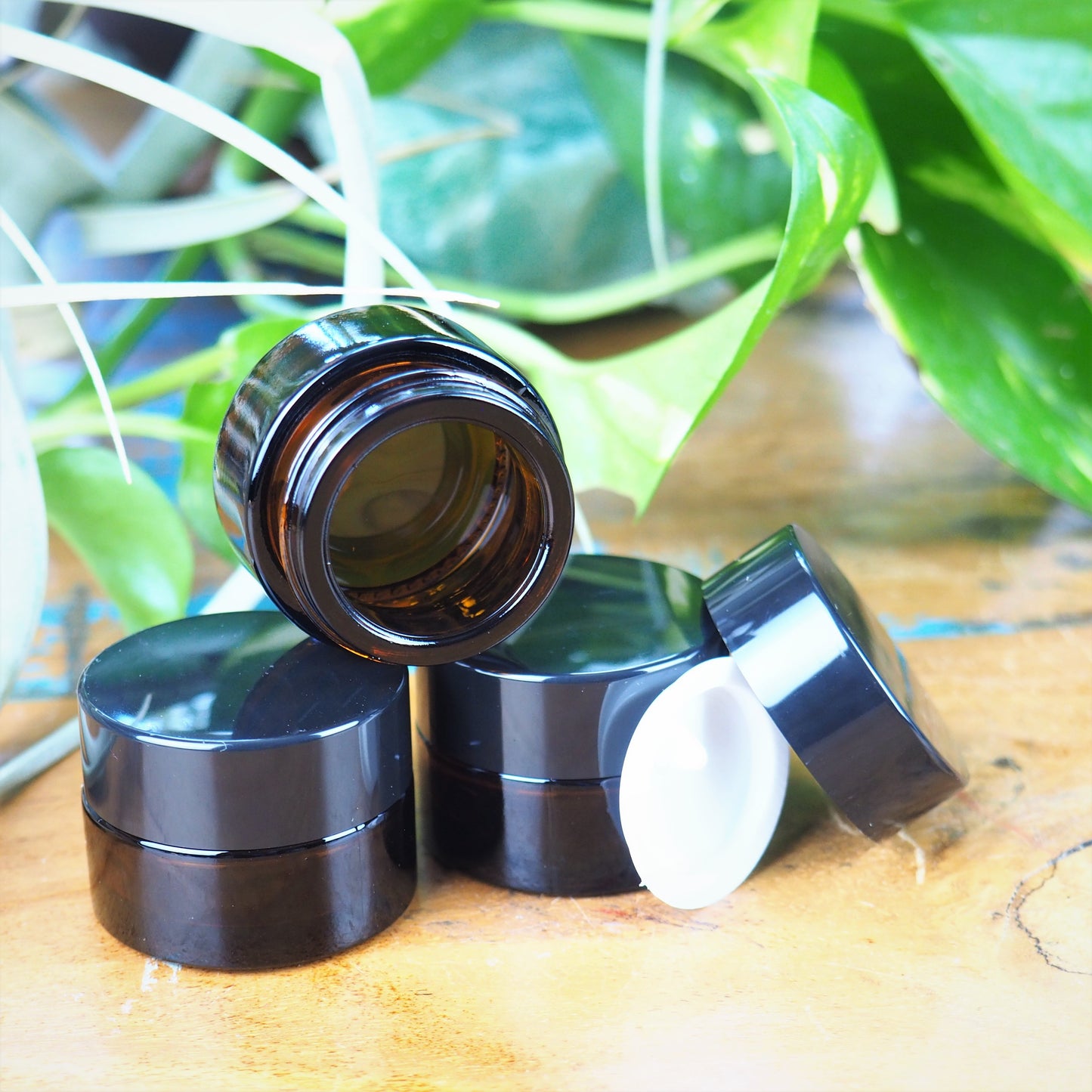 Amber Glass Salve Jars (5 sizes) - Shakti