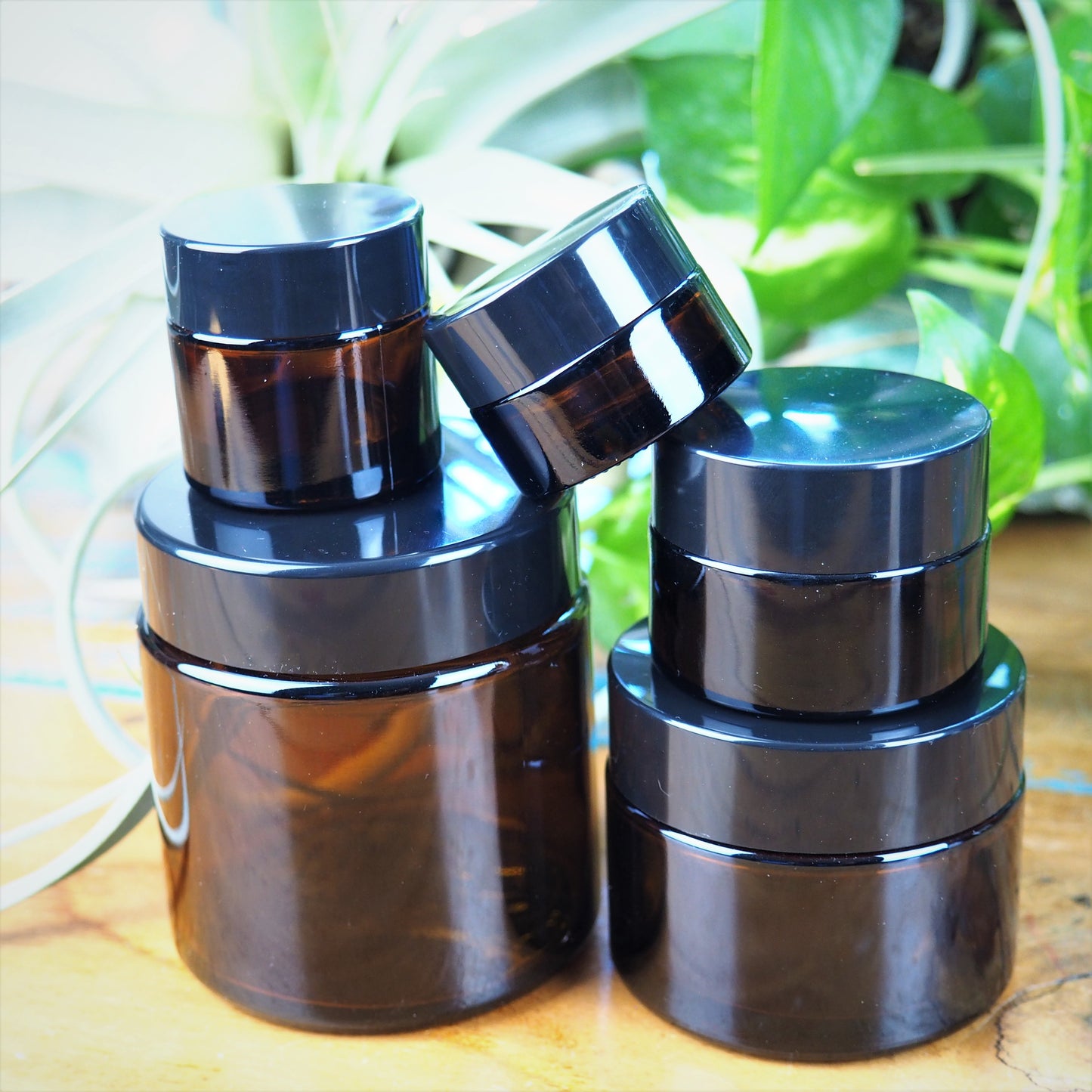 Amber Glass Salve Jars (5 sizes) - Shakti