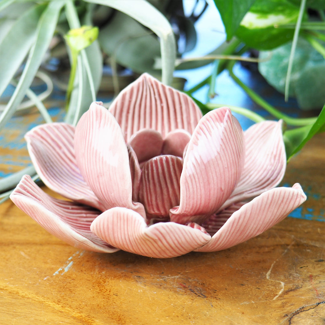 Taper Candle Holder - Lotus Flower (Pink)