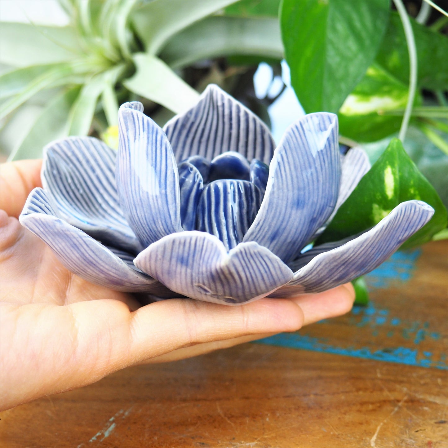 Taper Candle Holder - Lotus Flower (Purple) - Shakti