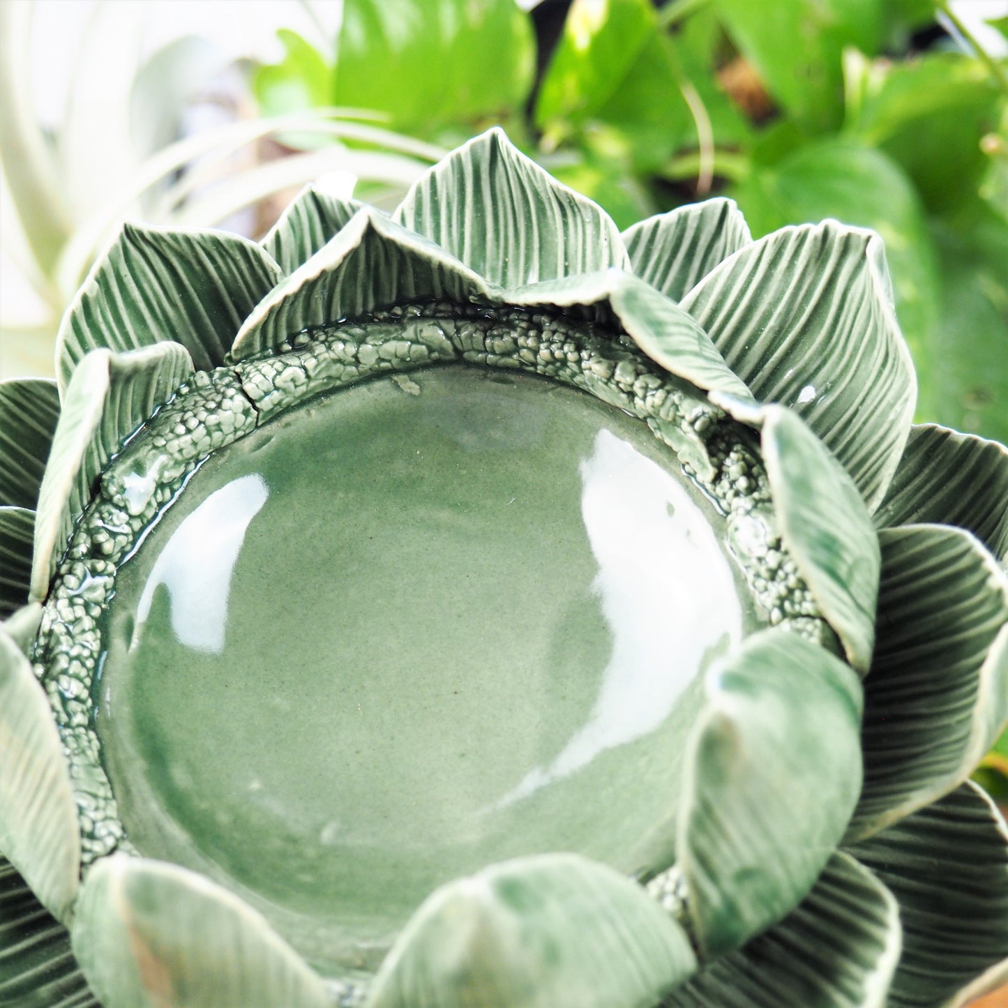 Pillar Candle Holder - Lotus Flower (Green) - Shakti