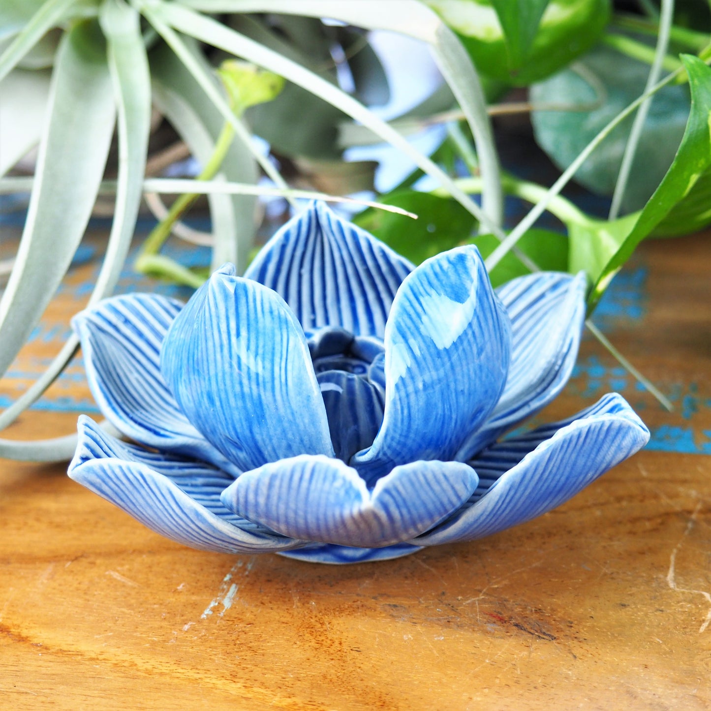 Incense Holder - Blooming Lotus Flower (M / Blue) - Shakti