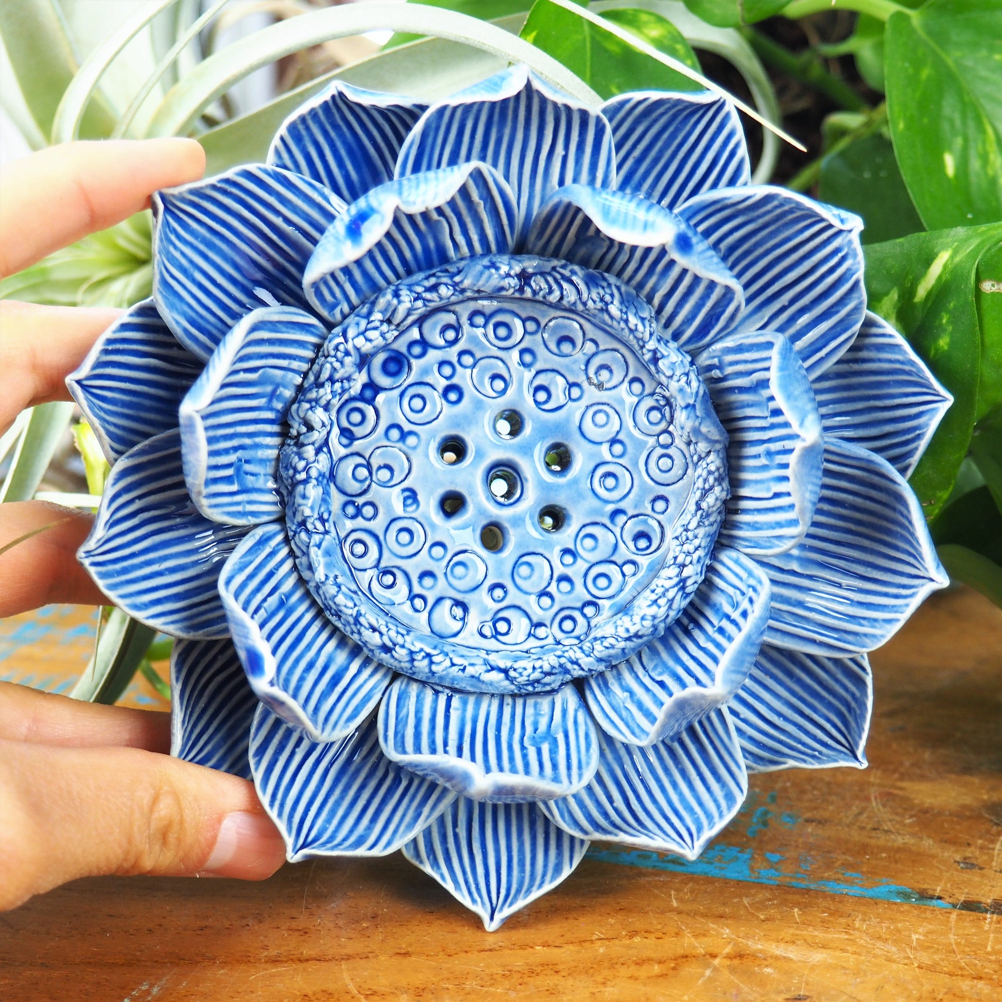Incense Holder - Lotus Flower (L / Blue) - Shakti