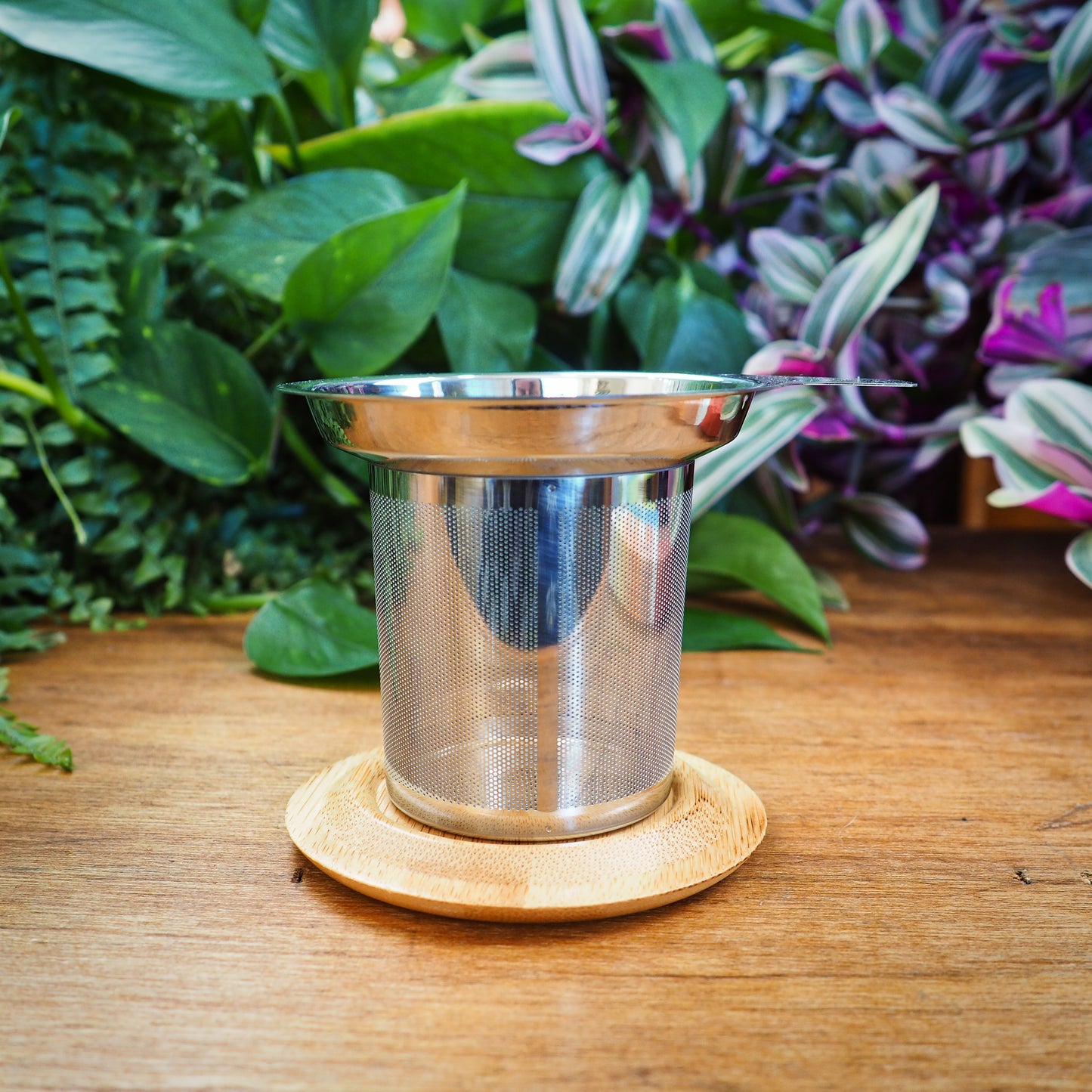 Stainless Steel Tea Strainer w/ Bamboo Lid - Shakti
