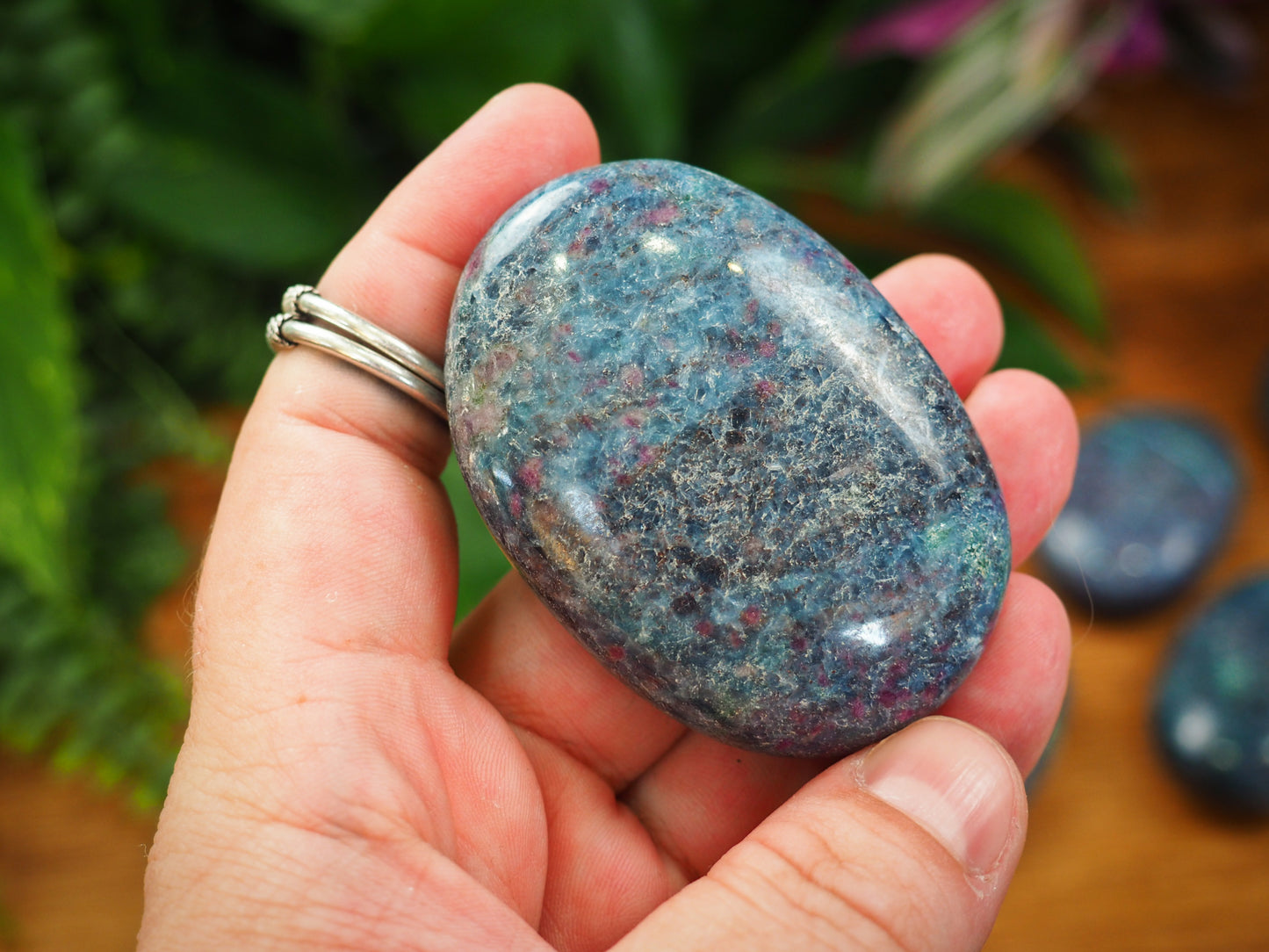 Ruby Kyanite Palm Stones - Shakti