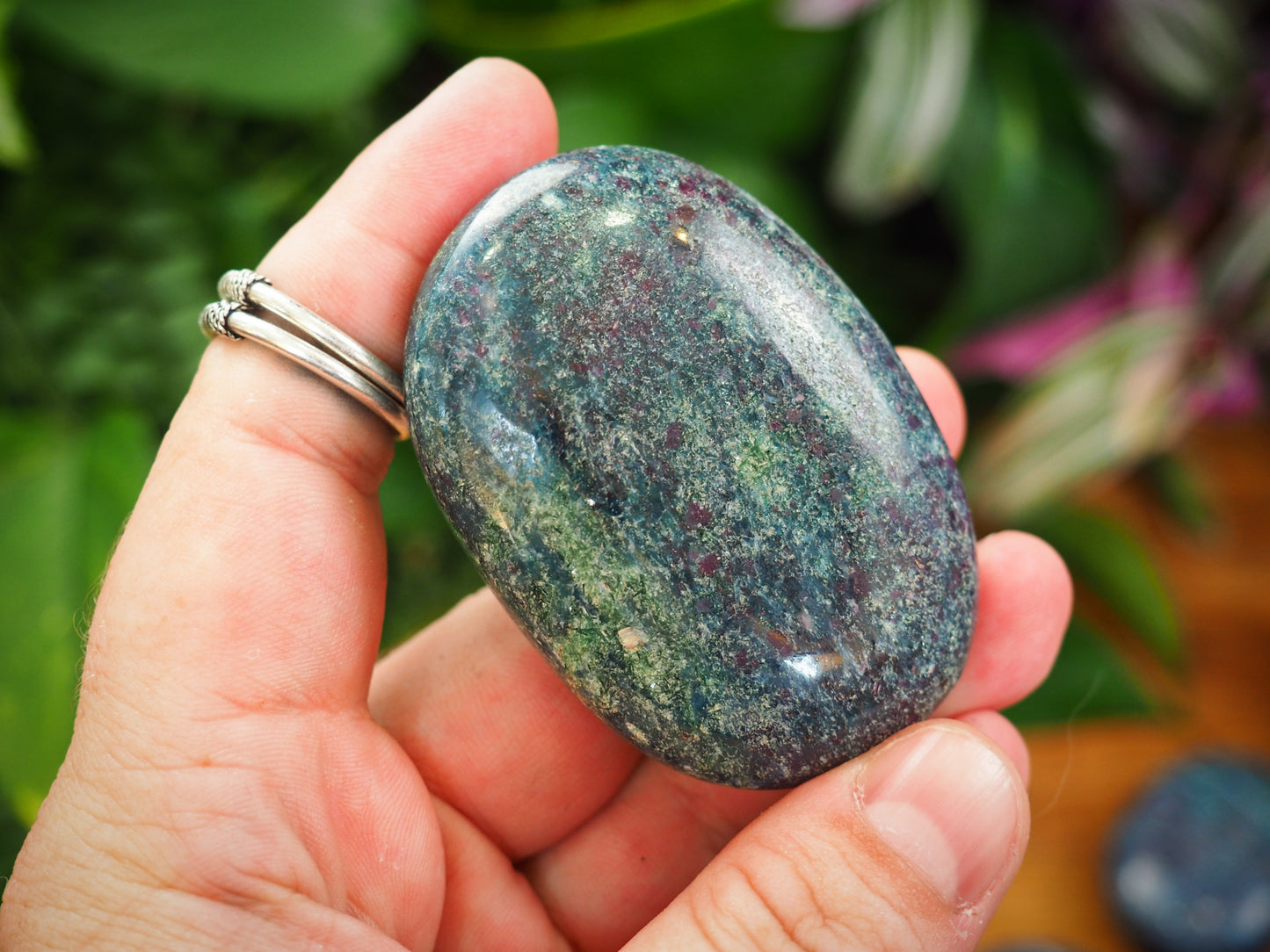 Ruby Kyanite Palm Stones - Shakti