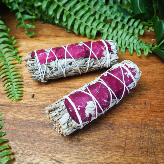 White Sage w/ Rose Petals - 4" - Shakti