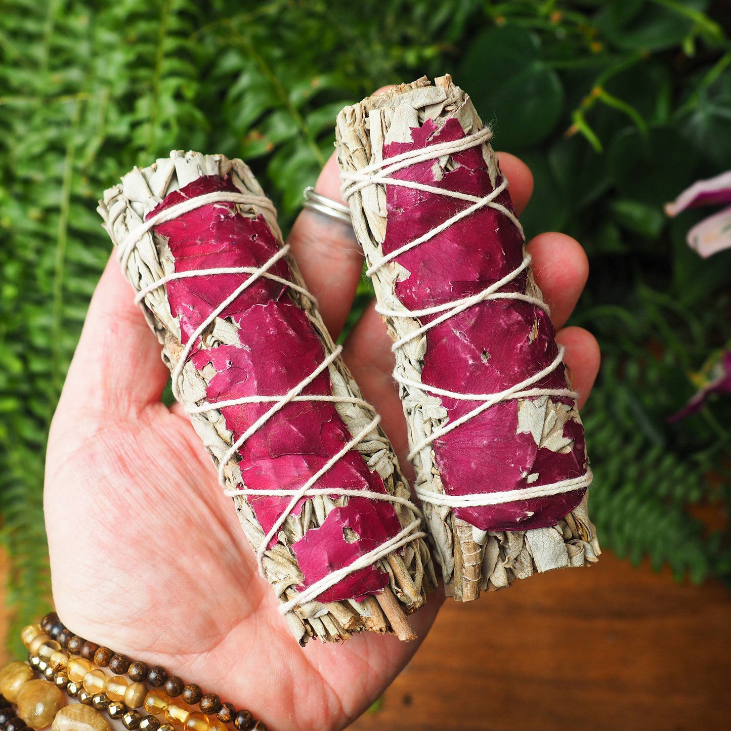 White Sage w/ Rose Petals - 4" - Shakti