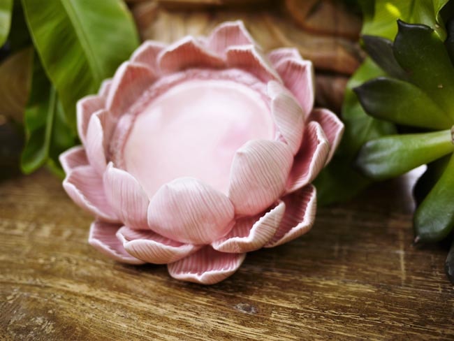 Pillar Candle Holder - Lotus Flower (Pink) - Shakti