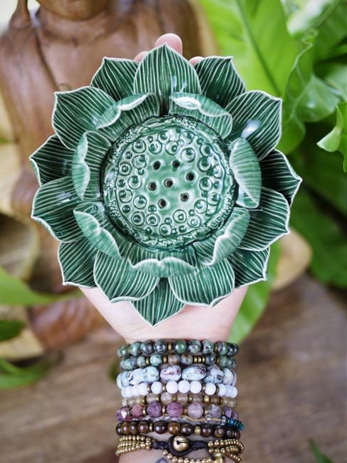 Incense Holder - Lotus Flower (L / Green) - Shakti