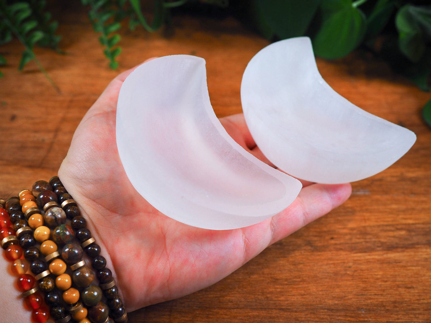Selenite Crescent Moon Bowls - Shakti