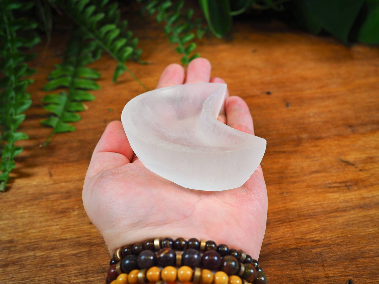 Selenite Crescent Moon Bowls - Shakti