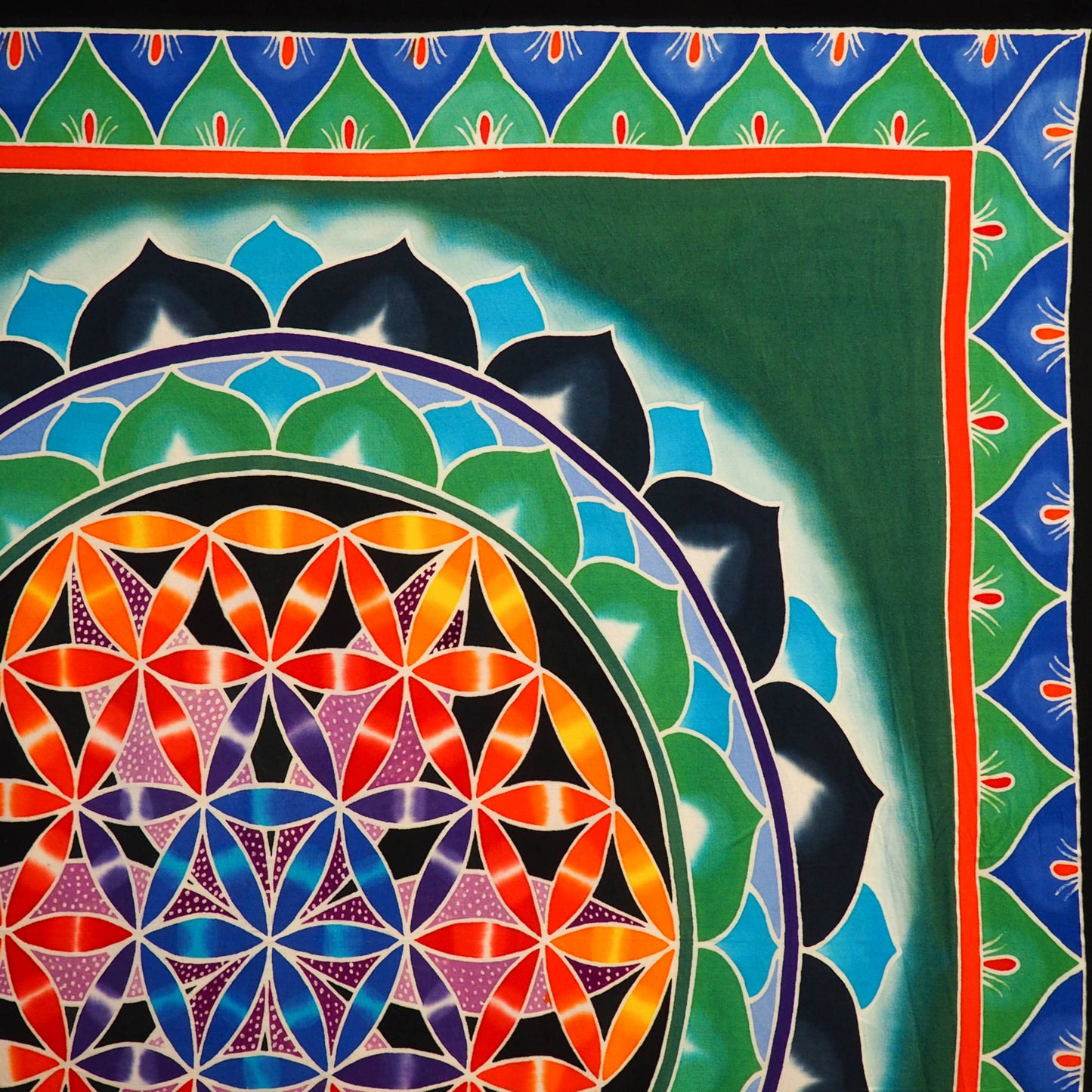 Batik Flower-of-Life Tapestry (Green) - Shakti