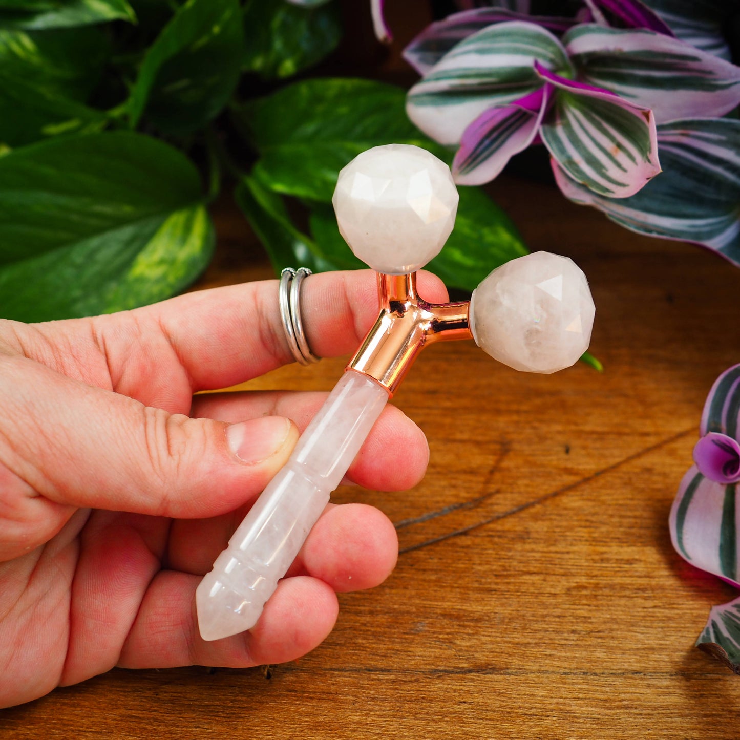 Double Crystal Face Roller - Rose Quartz - Shakti