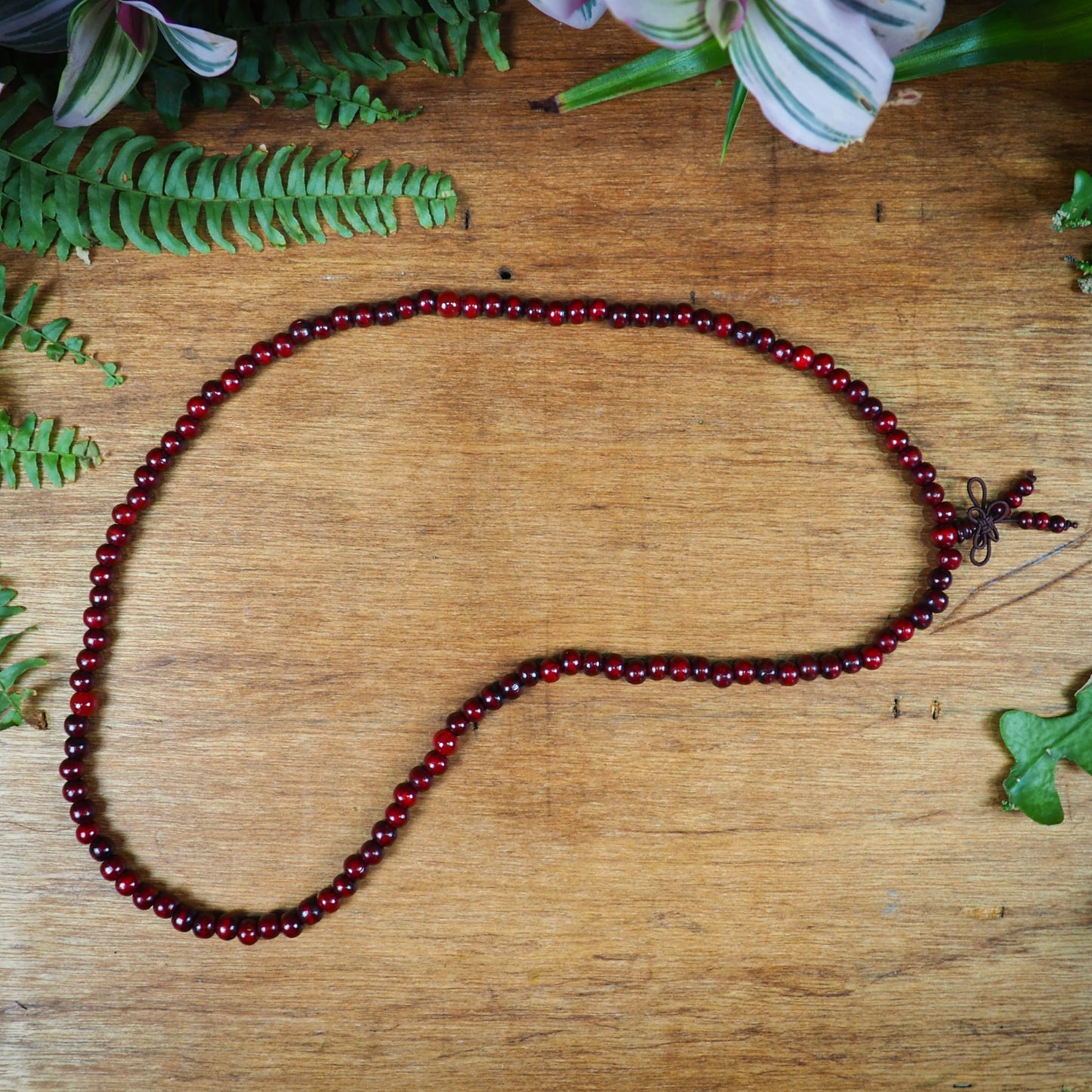 Dyed Wood Mala, Burgundy - Shakti