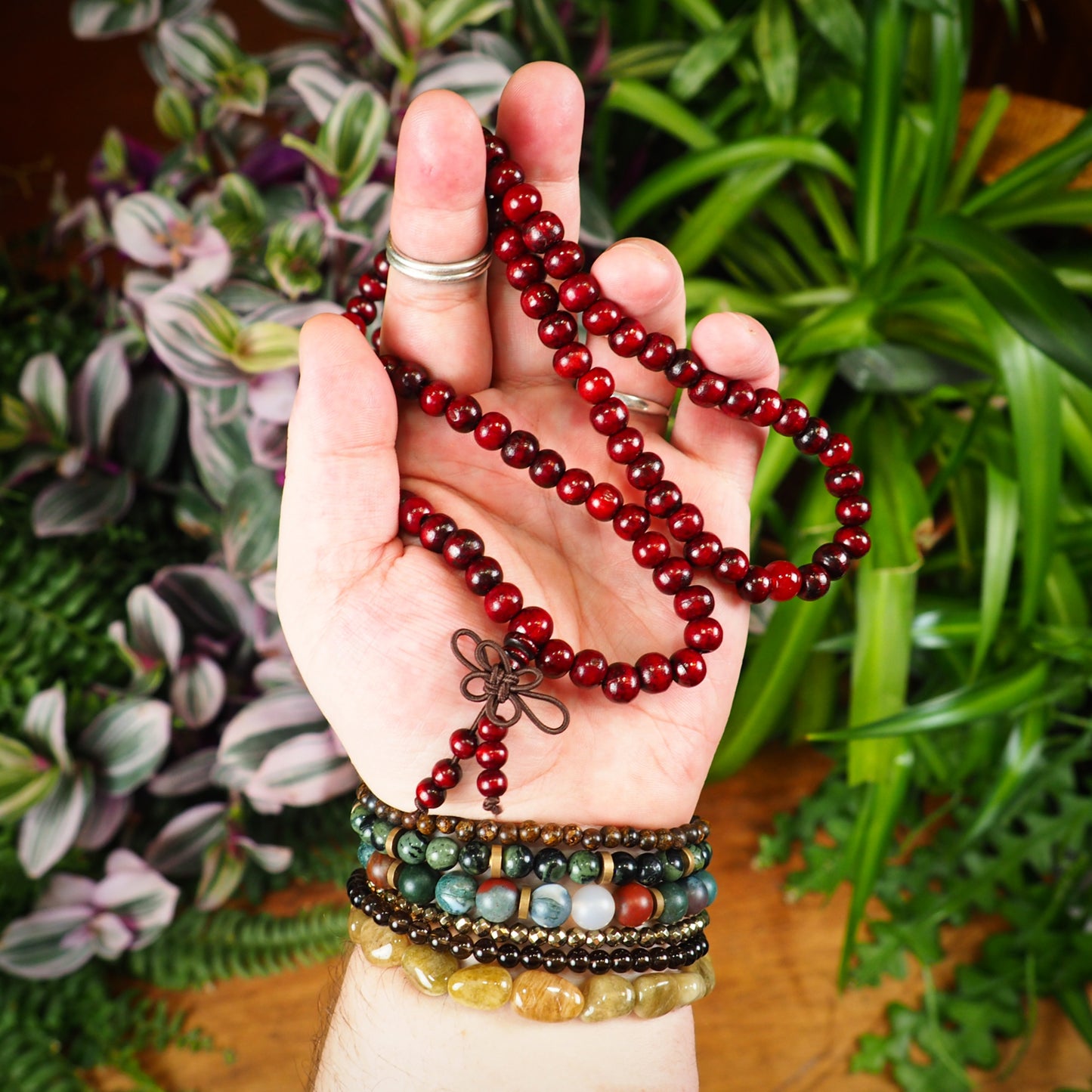 Dyed Wood Mala, Burgundy - Shakti
