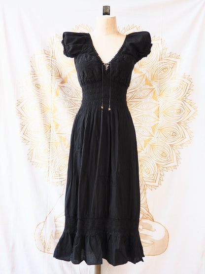 Peruvian Folk Dress, Lace-Up Maxi