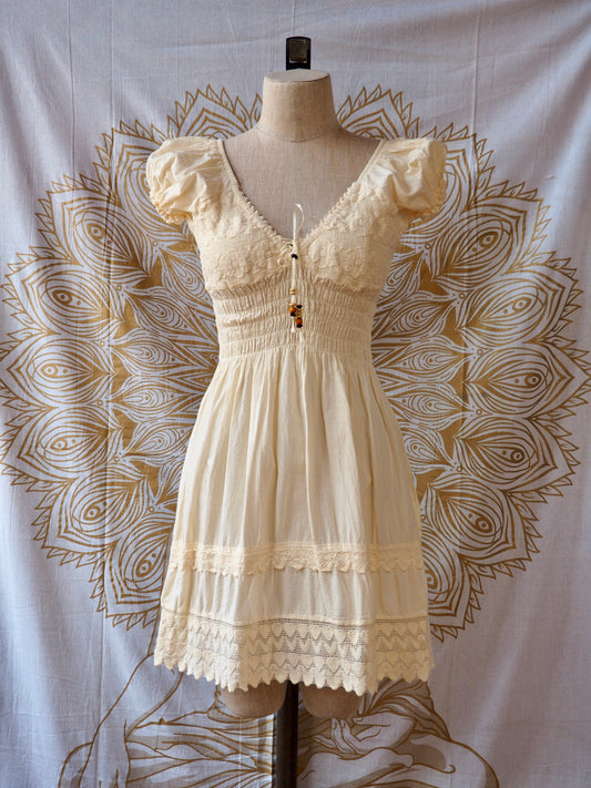 Peruvian Folk Dress, Lace-Up Mini