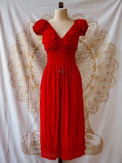 Peruvian Folk Dress, Lace-Up Maxi