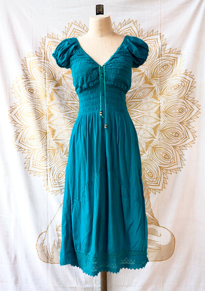 Peruvian Folk Dress, Lace-Up Maxi