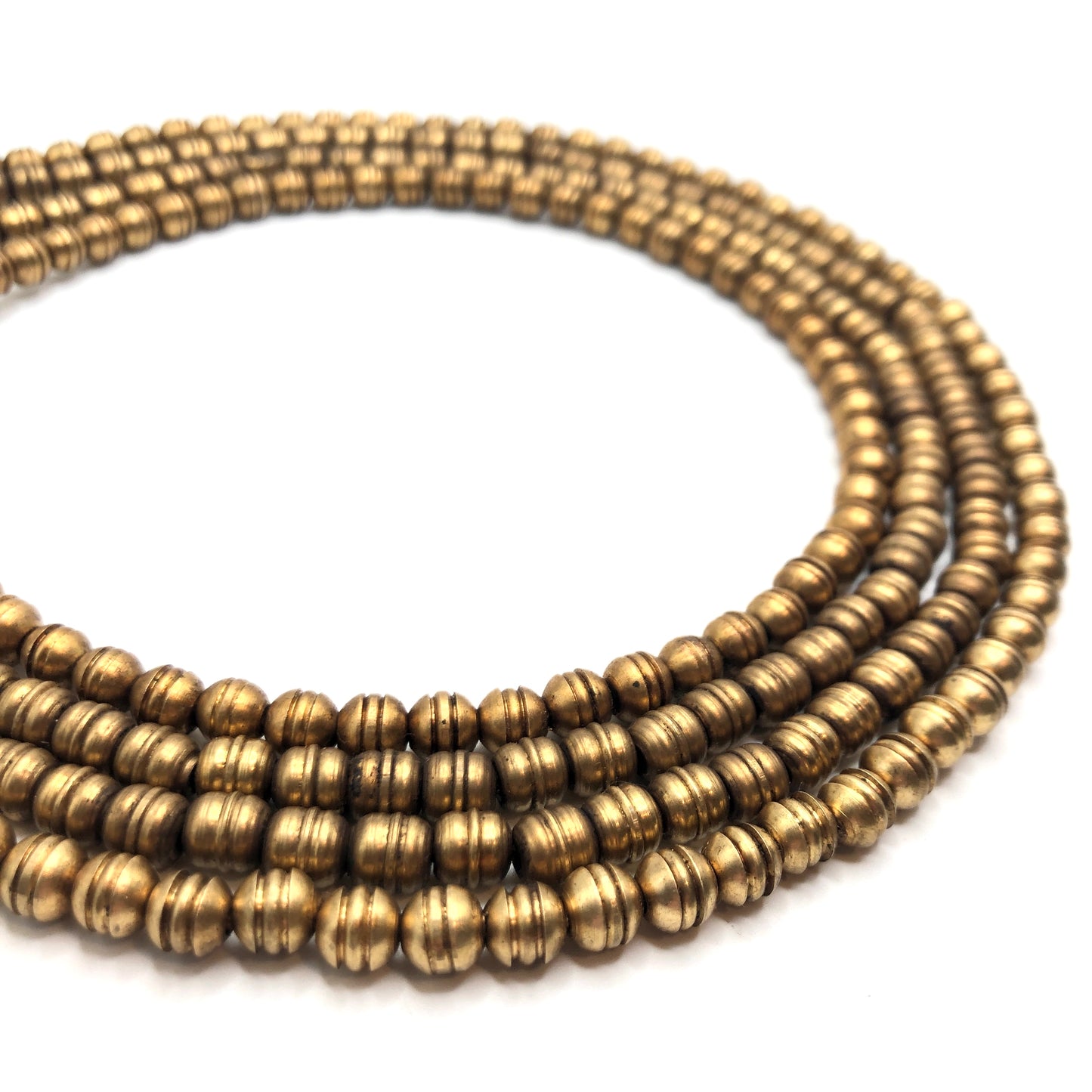 Brass Spacer Bead - Striped Round
